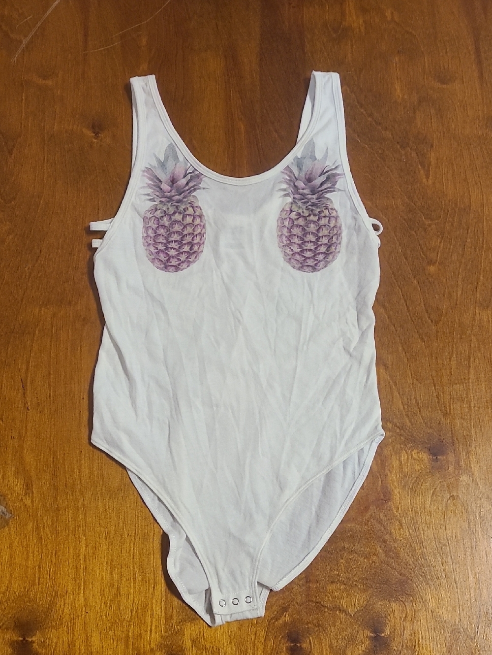 PINK Victoria's Secret White Bodysuit with Pineapple Prints